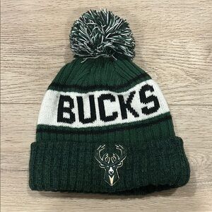 Green and White Bucks Knit Beanie